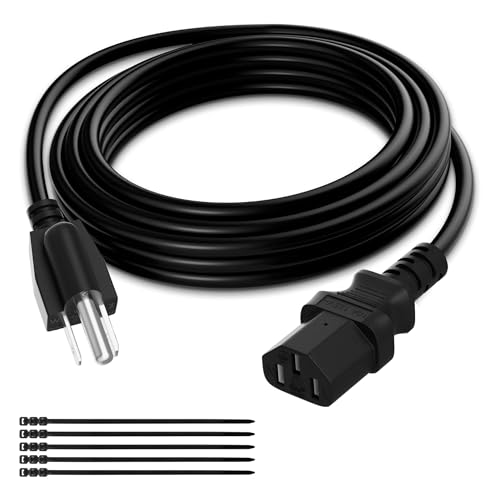 Elecan 3-Prong Replacement Power Cord 15 Ft, Heatproof Flexible Durable AC Device Power Cable for Appliance, Computer, TV, Monitor, Printer, ETL Listed 18AWG 125V 10A, with Ties - size: 15FT, style: Straight Male to Straight Female