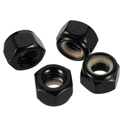 M12-1.75 Nylon Insert Lock Nuts Locknuts, 304 Stainless Steel Black Finish, 10PCS - size: M12-1.75