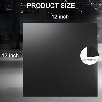 ABS Plastic Sheet 1/8 Inch Thick - 3PACK 12" x 12" Black Rigid ABS Board Impact Resistant Heat Moldable ABS Plastic Panel for Industrial DIY Projects, Home Decor, Handicrafts - (Frosted & Smooth) - size: 12x12x1/8 inch