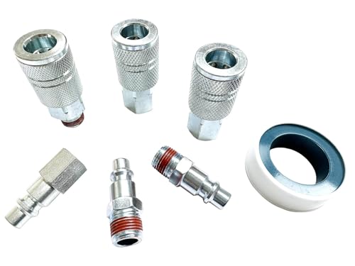 SANFU 3/8’’ Sealed Pre-Coated Air Hose Quick Connect Fittings, High Flow 3PCS Air Coupler and 3PCS Air Plug With 3/8 Inch NPT Threads, I/M Type 7PCS Kits, Leak-Free - style: 7 - Pieces