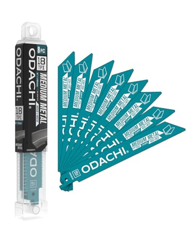 ODACHI 6 Inch Reciprocating Saw Blade for Thick Metal, Rebar and Sheet, Bi-Metal Cobalt Sawzall Blades 18TPl 8-Pack - style: 8 Pcs 6 Inch 18 TPI Reciprocating Saw Blades
