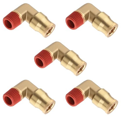5PCS Brass DOT Air Line Fitting 1/2"Tube x 1/4"NPT 90 Degree Elbow - size: 1/2" OD x 1/4" NPT, style: Quick Push 90° Elbows-5PCS