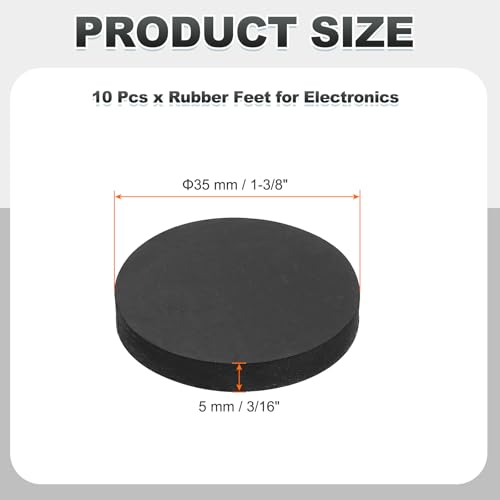 PATIKIL Non Slip Furniture Pads 1-3/8" (35mm x 5mm), 10 Pcs Adhesive Backed Round Rubber Feet Anti-Scratch Rubber Furniture Grippers for Hardwood Floor Electronics Bed Drawers DIY - size: 35mm x 5mm
