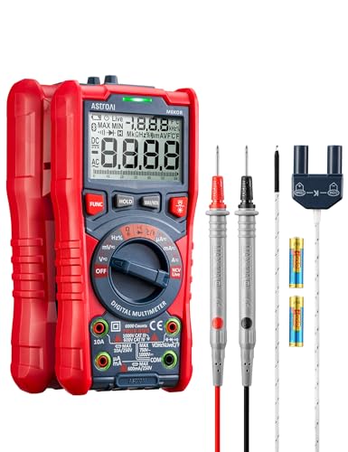 AstroAI 6000 Counts TRMS Auto-Ranging Digital Multimeter, NCV Live Wire Detection, Capacitance & Temperature Tester, CAT III 600V Safe for Home & Auto, Large Screen & Smart Safety Alert, Flashlight