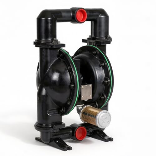 1 Inch Air r-Operated DoubleDiaphragm Pump, Aluminum Alloy PTFE Industrial Pneumatic Transfer Pump 35GPM 120PSI, for Low Viscosity Fluid, Oil, Diesel, Colorant (QBY4-50 Aluminum +PTFE 172GPM)