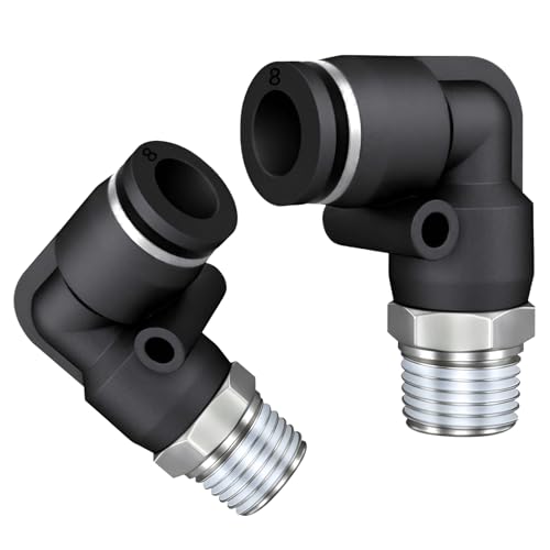 PNEUMATIC Male Elbow 4mm Tube OD x 1/8 Inch NPT Thread 90 Push to Connect Fittings PL-4-N01 (Pack of 5) - size: 4mm OD x 1/8"NPT