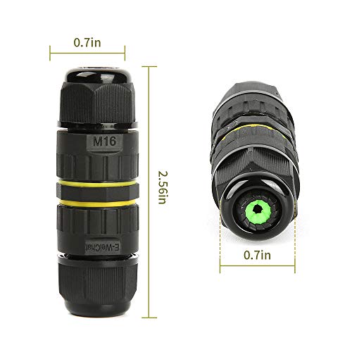 Junction Box Outdoor 2 Way Waterproof IP68 Electrical Cable Connector,M16 Wire Range(3.5-10mm),Suitable for Repair and Extend Power Cables,UL(5 Pack) - size: M16-2Pin
