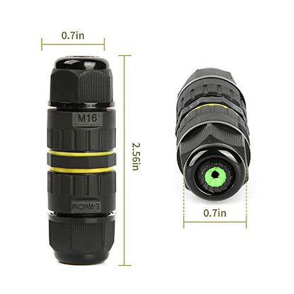 Junction Box Outdoor 2 Way Waterproof IP68 Electrical Cable Connector,M16 Wire Range(3.5-10mm),Suitable for Repair and Extend Power Cables,UL(5 Pack) - size: M16-2Pin