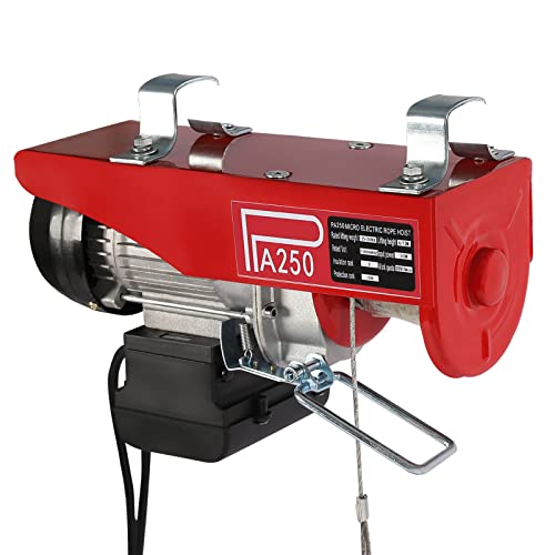 Electric Hoist, Electric Winch, Steel Electric Lift, 110V Electric Hoist with Remote Control and Single/Double Slings for Lifting in Factories, Warehouses, Construction Site (250kg/551lbs) - size: 250kg/551lbs