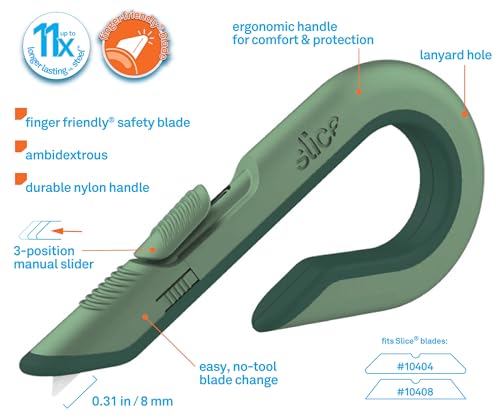 Slice Box Cutter, Heavy Duty Utility Knife, Safe Ceramic Blade Lasting 11x Longer than Metal, Sage, Combo Pack - color: Sage, size: Combo Pack