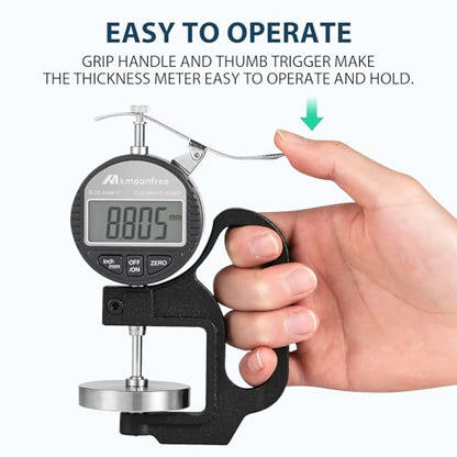 Digital Thickness Gauge 1inch, 0.00005"/0.001mm Resolution