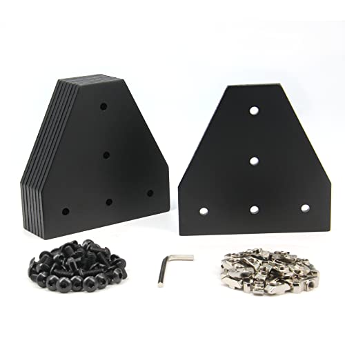 4040 Corner Bracket Plate T Shape 5 Hole 90 Degree Outside Joining Plate with M6x16mm Screws and T-Nuts for 40 x 40mm Series Aluminum Extrusion Profile, 8pcs/Pack (Black-4040 T Shape) - style: Black-4040 T Shape