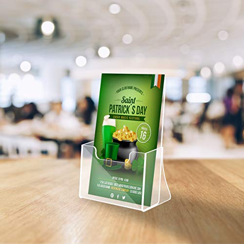 NIUBEE 6 Pack 8.5'' x 5.5'' Acrylic Bi-fold Brochure Holder,Clear Plastic Counter top Flyer Organizers - size: 8.5" x 5.5", style: 6 Pack