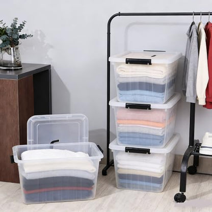 Zopnny 25-Qt Clear Plastic Storage Bin with Lid and Handles, 4-Pack - size: 25 Quart