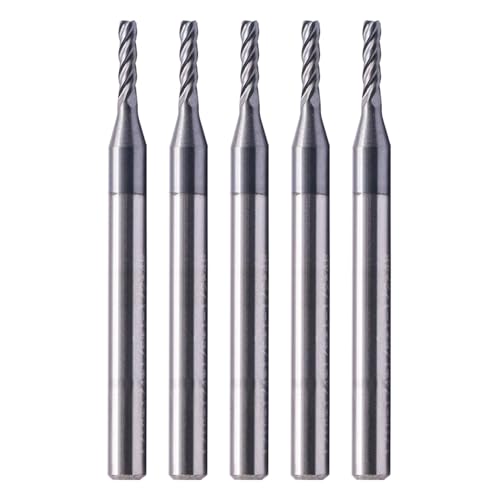 4 Flute Solid Carbide Square End Mill Set(5Pcs, 1/16"), AlTiN Coated - size: 1/16"