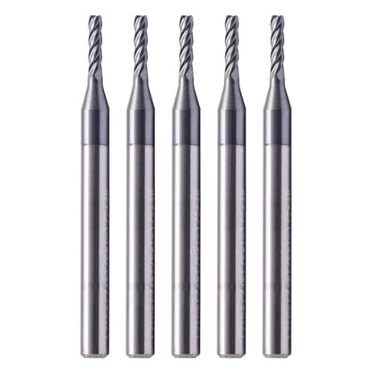 4 Flute Solid Carbide Square End Mill Set(5Pcs, 1/16"), AlTiN Coated - size: 1/16"