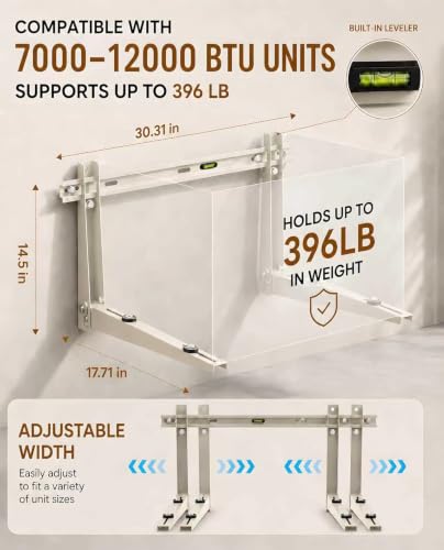 Heavy Duty Mini Split Wall Mounting Bracket, 396 lb, Fits 7000–12000 BTU AC - size: 7000BTU-12000BTU