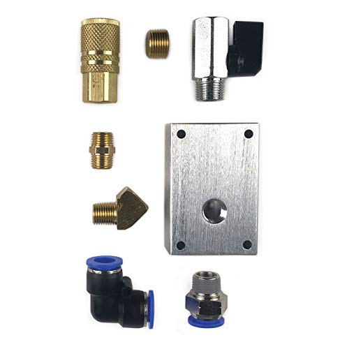 Primefit PCKIT8 Air Push to Connect - Outlet Drop Kit with Block,1/4" Brass Quick Connect Coupler