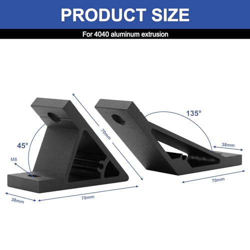 8pcs 4040 45/135 Degree Angle Corner Bracket 4040 Extrusion Hardware T-Slot V-Slot Accessories with Screws and Nuts for 4040 Aluminum Extrusion Connector 3D Printer Accessories Black - size: 4040B