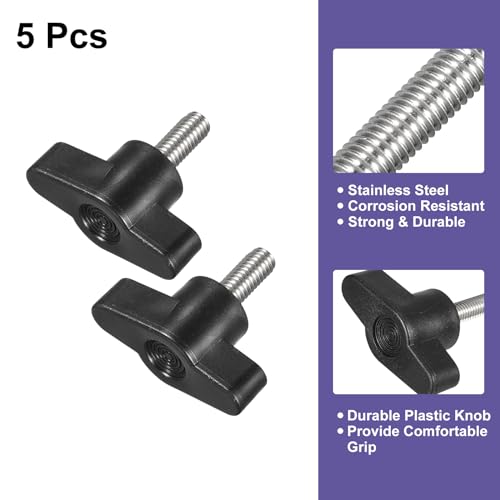uxcell 5Pcs Clamping Screw Knob, M6 x 15mm Metric 304 Stainless Steel T Shaped Thumb Screws Handle for Quick Remove Hand Tightening Knob Replacement - size: M6 x 15mm