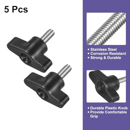 uxcell 5Pcs Clamping Screw Knob, M6 x 15mm Metric 304 Stainless Steel T Shaped Thumb Screws Handle for Quick Remove Hand Tightening Knob Replacement - size: M6 x 15mm