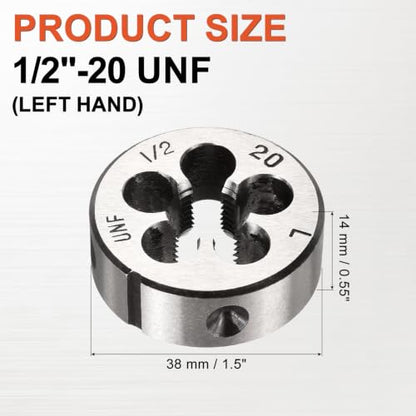 1/2"-20 UNF Round Threading Die Left Hand Alloy Steel - size: 1/2"-20 UNF