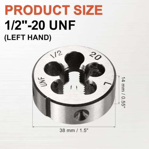1/2"-20 UNF Round Threading Die Left Hand Alloy Steel - size: 1/2"-20 UNF