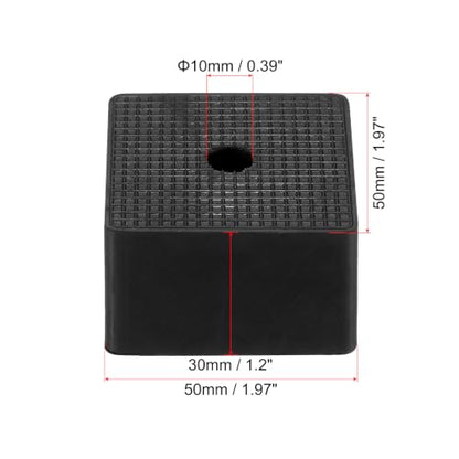 PATIKIL Rubber Anti-Vibration Pads, 4 Pcs Square Vibration Isolation Mats with Hole 1.97" x 1.97" x 1.2" for HVAC Air Conditioner Air Compressor Dryer, Black