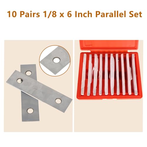 kimllier 10 Pair 1/8 x 6 Inch Steel Parallel Set, Accuracy Gage Gauge Block