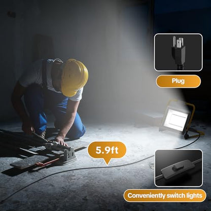 AIKVSXER Portable LED Work Light, 30W 3600LM Job Site Lights, 1 Pack