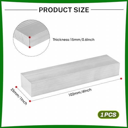 6061 Aluminum Flat Bar, 0.6" Thickness X 1" Width X 4" Length Aluminum Flat Plate, Solid Aluminum Bar for Crafting, Industrial Building - size: 0.6" X 1" X 4"