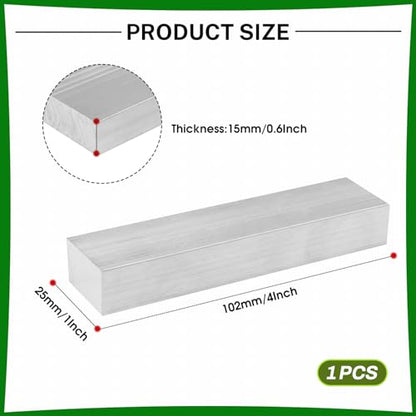 6061 Aluminum Flat Bar, 0.6" Thickness X 1" Width X 4" Length Aluminum Flat Plate, Solid Aluminum Bar for Crafting, Industrial Building - size: 0.6" X 1" X 4"