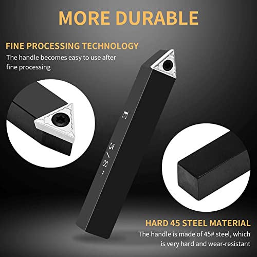 3/8" Indexable Carbide Turning Inserts Holder Set for Machining Lathes - size: 3/8 in