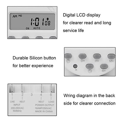 CN101S 1 Second Interval 12V Digital LCD Timer Switch 7 Days Weekly Practical Programmable Time Relay Programmer