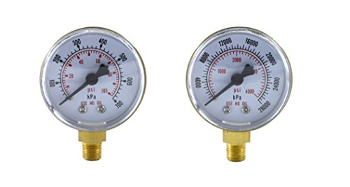 SÜA - Low and High Pressure Gauges for Oxygen Regulator 0-100 psi & 0-4000 psi - 2 inches - 1/8'' Thread - LDB - size: LDB - Low and High