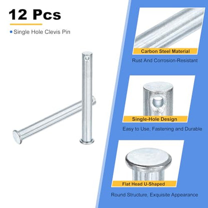 uxcell 12Pcs M10 x 85mm Single Hole Clevis Pins, Zinc-Plated Carbon Steel Flat Head Hitch Pins for Trailer Latch, Mechanics Repair, Furniture Installation, Industrial Equipment - size: M10 x 85mm