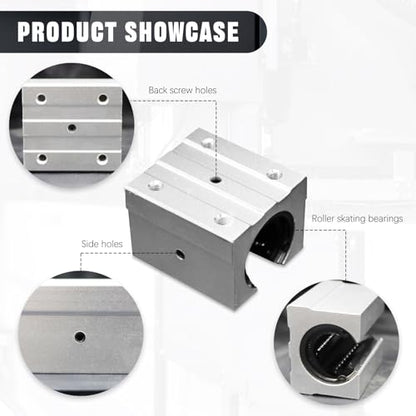 2pcs SBR20 LUU Aluminum Block 20mm Linear Motion Ball Bearing Slide Block Match for SBR20 LUU 20mm Linear Guide Rail - size: SBR20LUU-2PSC