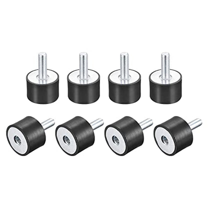 uxcell Rubber Mounts 8pcs M8 Male/Female Vibration Isolator Shock Absorber, for Garage Motor Air Compressor Car Boat Bobbins, D30xH20mm - size: M8x30mmx20mm