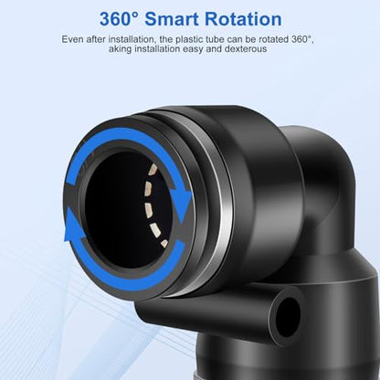 CNAODUN 12 Pcs Push to Connect Fittings 1/2 Inch Tube OD x 1/4 Inch NPT Thread Pneumatic Male Straight and Elbow Quick Connect Air line fittings - size: 1/2"OD x 1/4"NPT