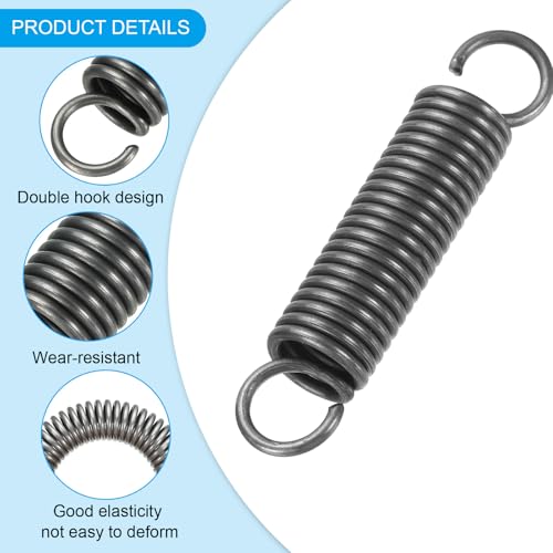 PATIKIL Extension Spring, 1pcs Wire Diameter 0.1", OD 0.7", Free Length 3.5" Spring Steel Dual Hook Tension Springs for Lawn Tractor Home Repairs DIY, Grey - size: 2.5*18*90mm