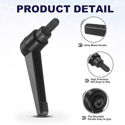 uxcell 4Pcs Adjustable Clamping Lever Handles, M6x12mm Zinc Alloy Male Thread Stud Knobs with Nuts Quick Release Bolt Rotating Screw Handles for Lathes Woodworking, Black - size: M6x12mm