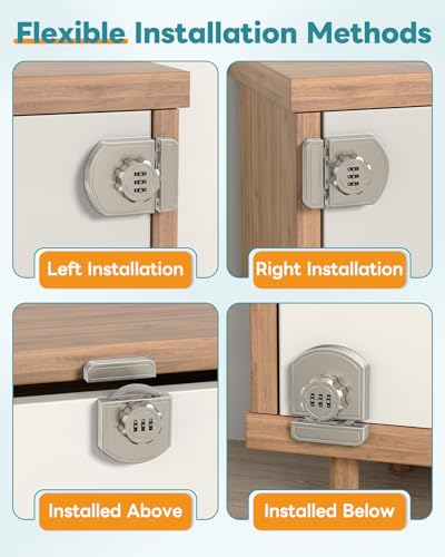 Cabinet Locks with Combination, 180° Sliding Closet Door Lock - color: Nickel