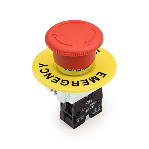 APIELE 22mm NC Red Mushroom Emergency Stop Push Button Switch 600V 10 Amp XB2-01ZS - style: XB2-01ZS