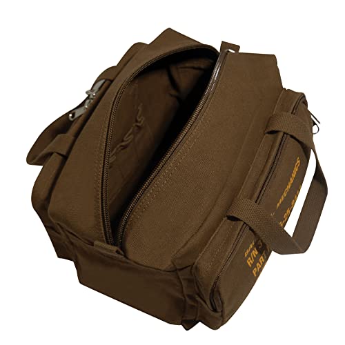 Rothco Mechanics Tool Bag, Heavy‑Duty Canvas Tool Organizer with Zipper Pockets, Compact Portable Tool Storage (Earth Brown) - color: Earth Brown