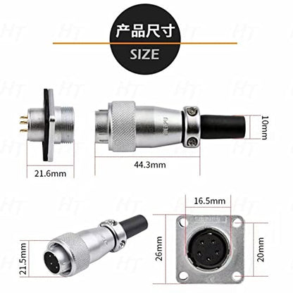WS16 5 Pin Aviation Circular Metal Connector Zinc Alloy 5A Plug Socket Industrial Power AC Solar Automotive Outdoor Application