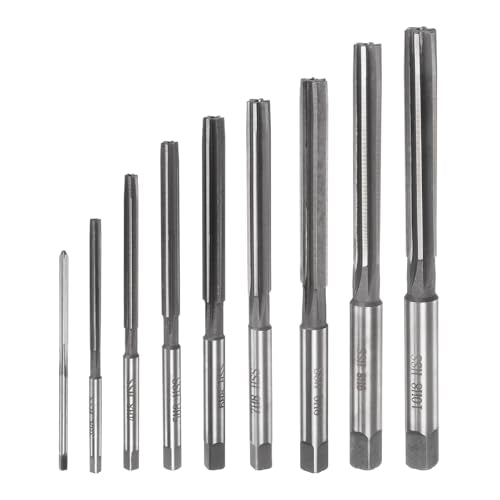 uxcell 9pcs Hand Reamers Set 2mm 3mm 4mm 5mm 6mm 7mm 8mm 9mm 10mm H8 Metric Alloy Steel Reamer Bit Straight Flutes Steel Cutting Tool for Metal Wood Hole Reaming