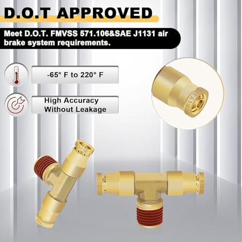 Siptenk 1/4"OD Tube x 1/8"NPT Thread Tee Brass Push to Connect Fittings - color: 1/4" OD & 1/8" NPT Tee