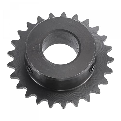 uxcell 25 Tooth Roller Sprocket B Type, #25 Chain, Single Strand 1/4" Pitch, 18mm Bore Black Oxide C45 Carbon Steel with Set Screws for ISO 04C - size: 18mm