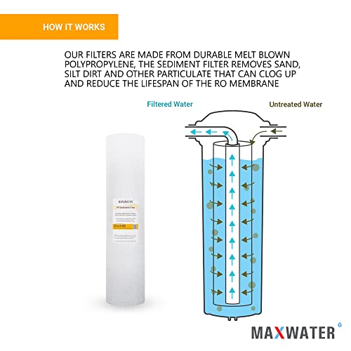 Max Water 5 Micron 20 x 4.5 Sediment Filter 20 inch Replacement Cartridge - size: 10 Counts, style: 5 Micron