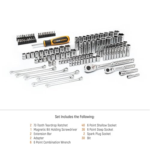 GEARWRENCH 121 Piece 72T SAE/Metric Mechanics Hand Tool Set | GW72SCBMTS - style: 121 Piece